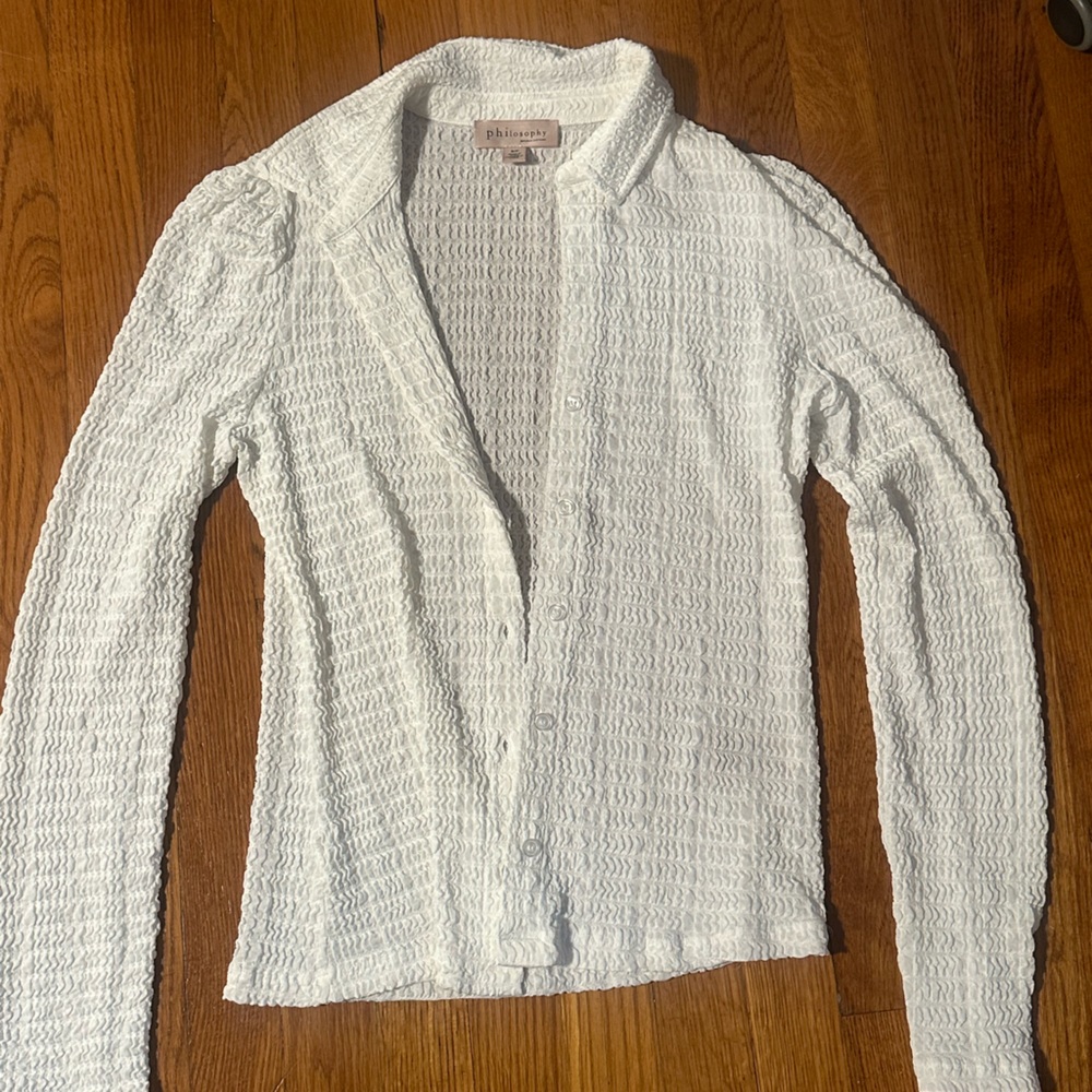 Philosophy Sheer Waffle Textured Blouse